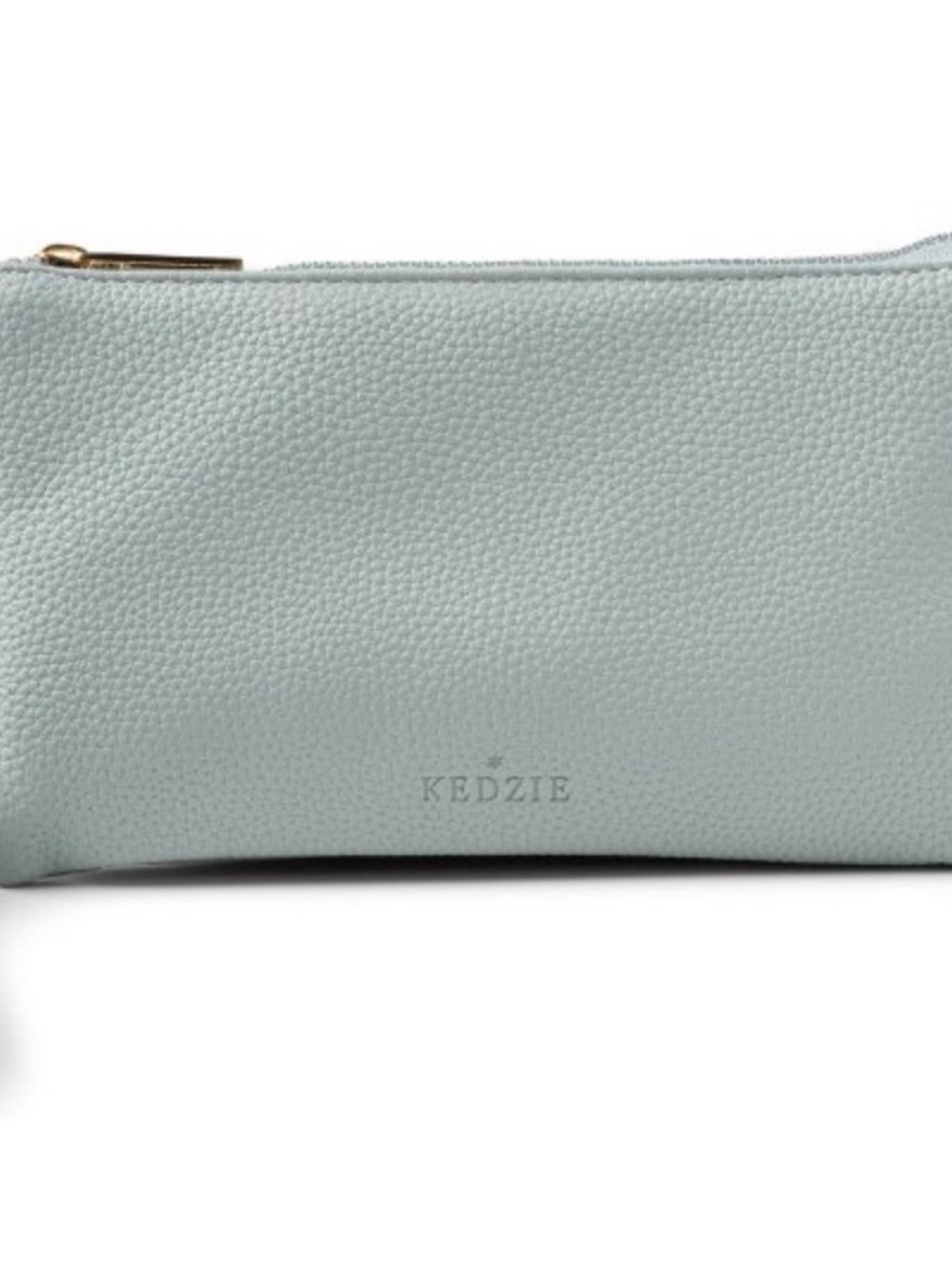 Kedzie Light Blue Pebbled Leather Zip Crossbody Pouch
